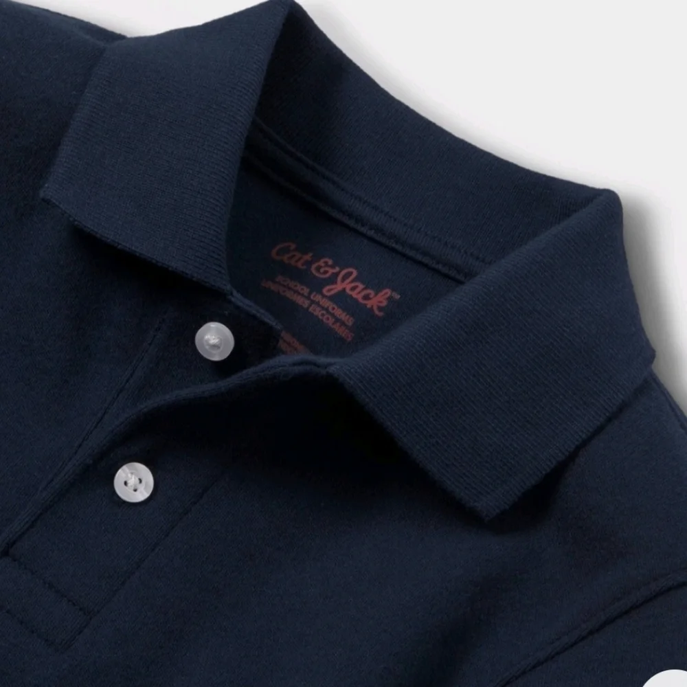 Cat & Jack Bundle (2) Long Sleeve Interlock Uniform Polo Shirt Navy Size 4T